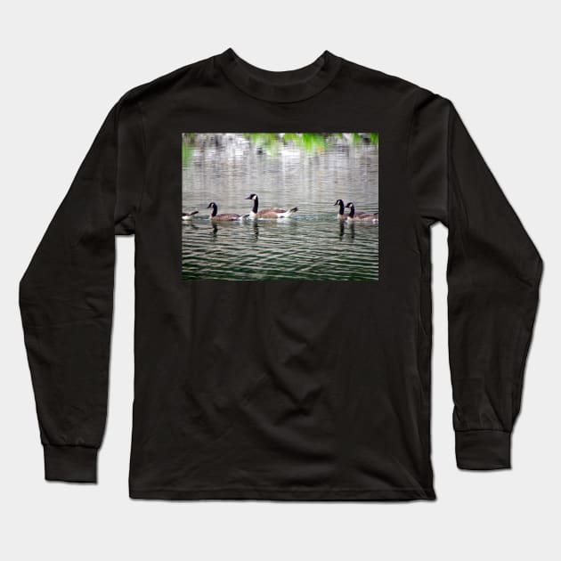 Geese on Peaceful Pond Country Living Photograph Beautiful Photography Art Geese on Lake Long Sleeve T-Shirt by tamdevo1